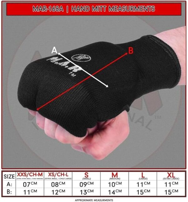 mar | karate training mitts, slip on elasticated design, mma hand protection, muay thai, kickboxing, unisex martial arts gear for kids & adults