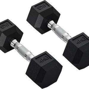 homcom 2x4kg/2x5kg/2x6kg/2x8kg/2x10kg rubber dumbbell sports hex weights sets home gym fitness hexagonal dumbbells kit weight lifting exercise