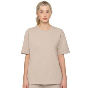 Women's Oversized T-Shirt – Baggy Fit Casual Cotton Tee for Everyday Comfort (Oatmeal)