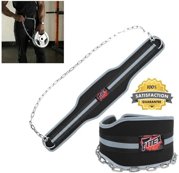 dipping & pull up weight belt with chain – gym fitness back support for bodybuilding & strength training