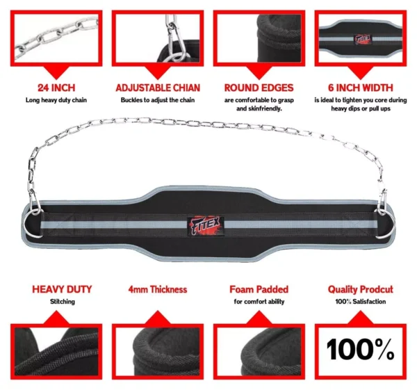 dipping & pull up weight belt with chain – gym fitness back support for bodybuilding & strength training