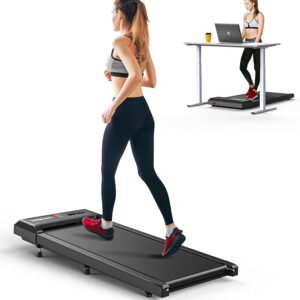 cardirun walking pad treadmill with incline & handle, 2 in 1 under desk treadmills for home small, 2.5hp & 136kg mini portable walking running machine with led display, voice/app/remote