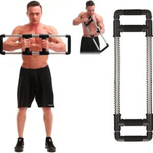 gofitness push down bar machine chest expander at home workout equipment, arm exerciser portable spring resistance exercise gym kit for home, travel or outdoors
