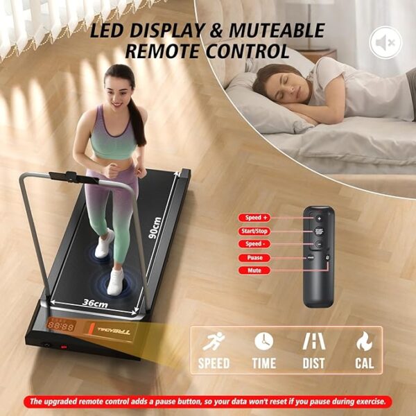 cardirun walking pad treadmill with incline & handle, 2 in 1 under desk treadmills for home small, 2.5hp & 136kg mini portable walking running machine with led display, voice/app/remote