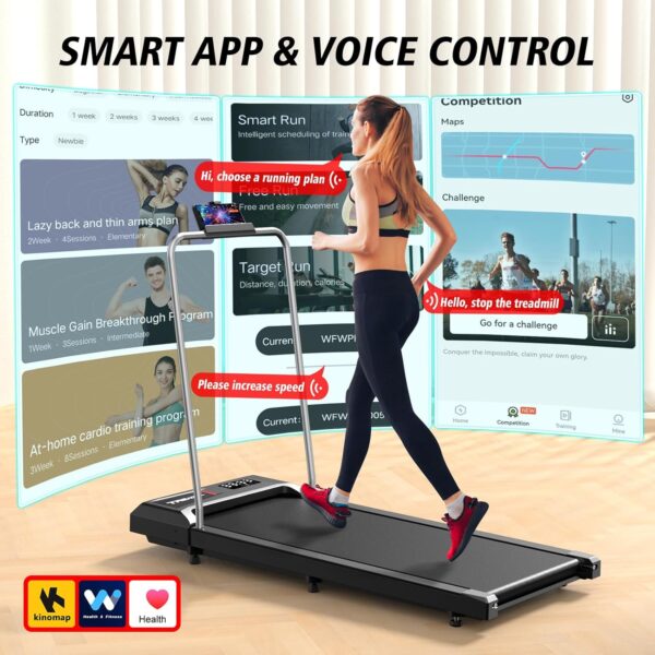 cardirun walking pad treadmill with incline & handle, 2 in 1 under desk treadmills for home small, 2.5hp & 136kg mini portable walking running machine with led display, voice/app/remote