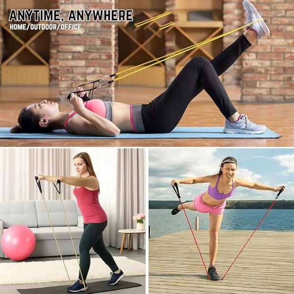 ryanbliss resistance bands resistance band set with handles – includes workout poster, door anchor & ankle straps for strength training, yoga, and home workout for men & women