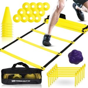 22 yards pro agility speed ladder & cones football training equipment for kids & adults kit agility training footwork drills | hurdles goalkeeper training equipment