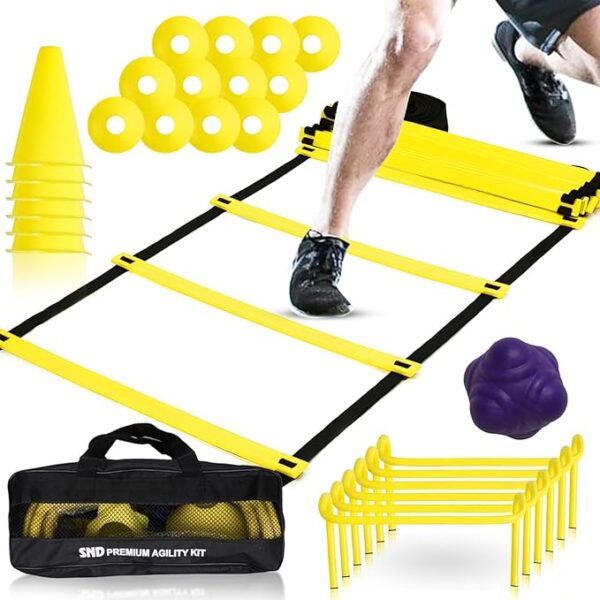22 yards pro agility speed ladder & cones football training equipment for kids & adults kit agility training footwork drills | hurdles goalkeeper training equipment