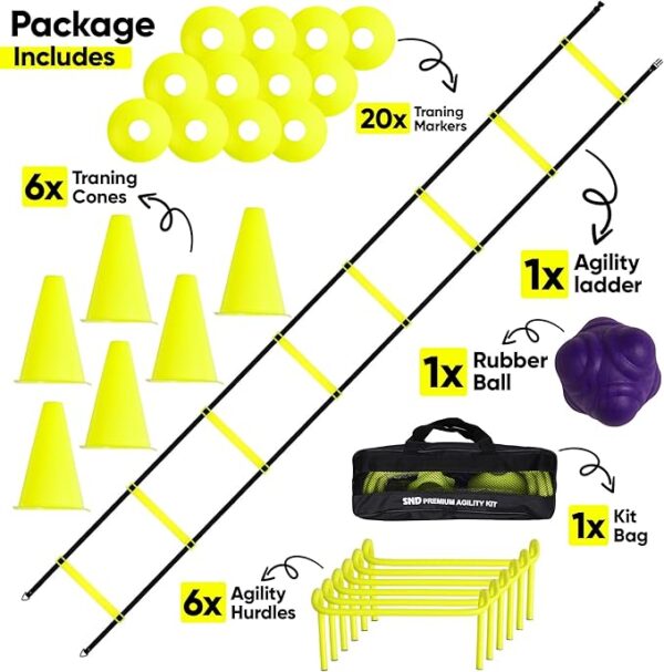 22 yards pro agility speed ladder & cones football training equipment for kids & adults kit agility training footwork drills | hurdles goalkeeper training equipment