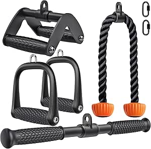 seleware gym cable attachments set lat pulldown accessories weight training pulley system for home gym, arm, biceps curl, tricep workouts muscle building