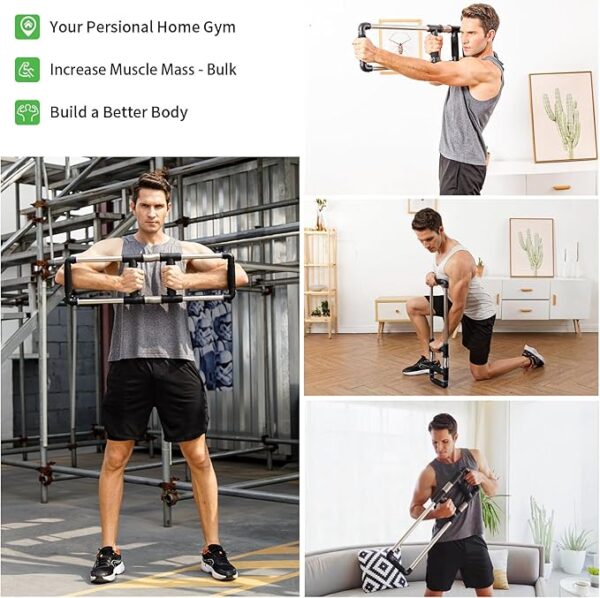 gofitness push down bar machine chest expander at home workout equipment, arm exerciser portable spring resistance exercise gym kit for home, travel or outdoors