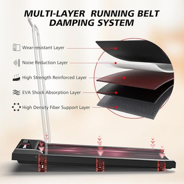 cardirun walking pad treadmill with incline & handle, 2 in 1 under desk treadmills for home small, 2.5hp & 136kg mini portable walking running machine with led display, voice/app/remote