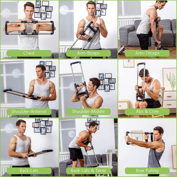 gofitness push down bar machine chest expander at home workout equipment, arm exerciser portable spring resistance exercise gym kit for home, travel or outdoors